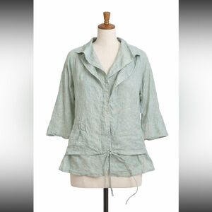 Crea linen layered Shirt knitted sleeves